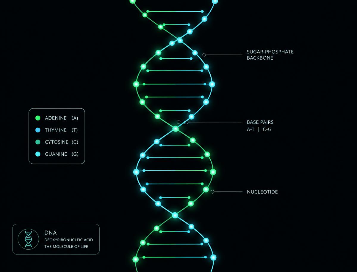 Ilustração de ligações genéticas em dupla hélice de DNA