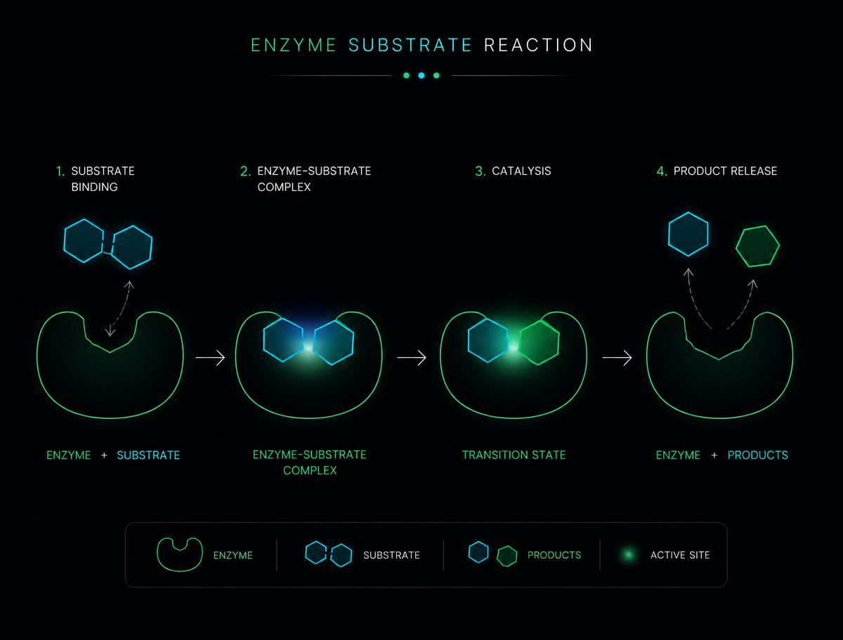 Ilustração de reação enzima–substrato